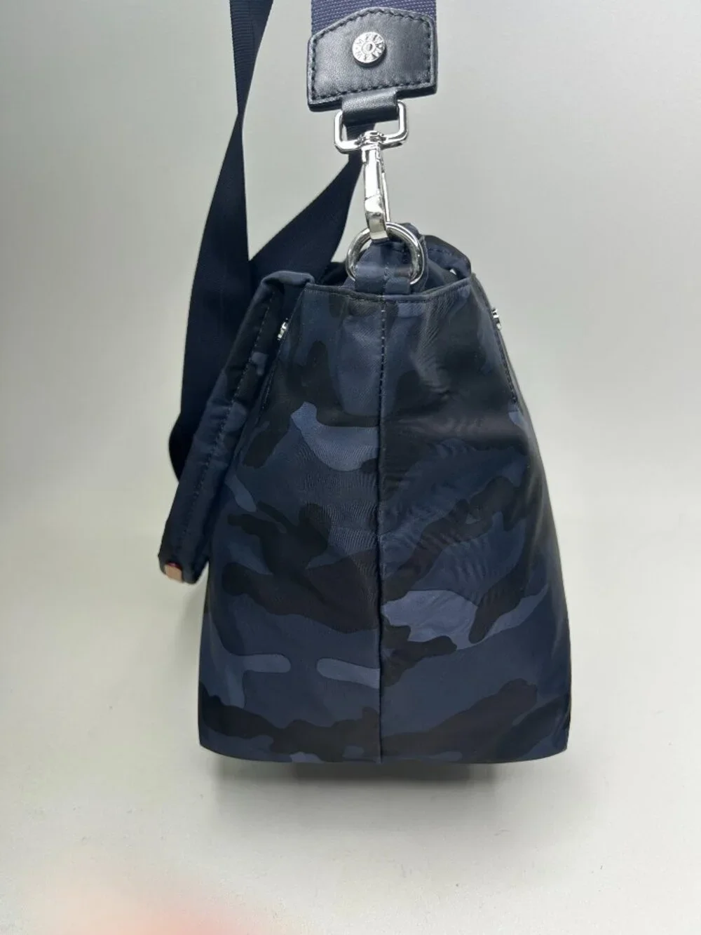 MZ WALLACE Medium Blue Camo Soho Crossbody Tote w/Pouch & Crossbody Strap